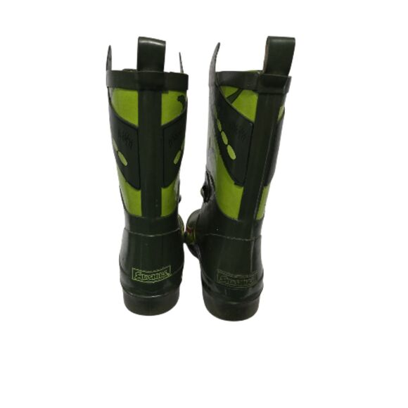 Steel Shank Dinosaur Splashers Boots Kids 2 Green Dino Face - Picture 5 of 8